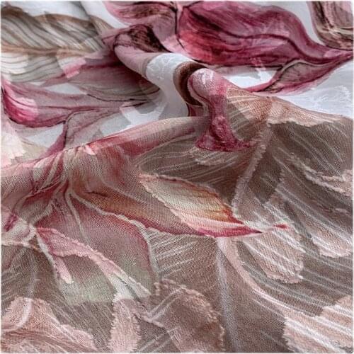 Width 57" Fashion Simple Jacquard Printed Chiffon Fabric By The Half Yard For Dress Shirt Material
