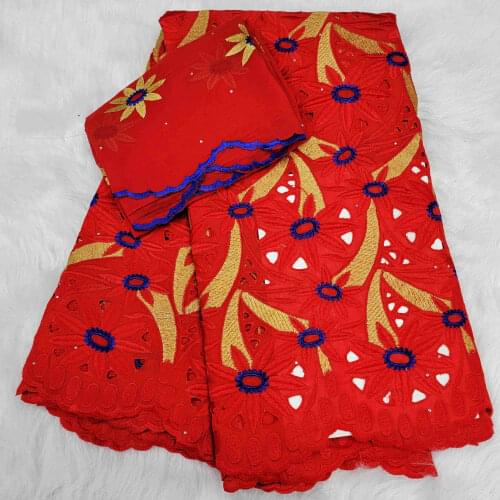 Swiss lace fabric embroidery african lace fabric 2+5yards 100% cotton fabric swiss voile lace in switzerland for dress HLC265