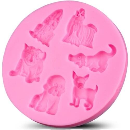 Silicone Dog Mold Sugar Craft Fondant Cake Decorating Tools Embossed Mold Decorating Mould Baking Tool D178
