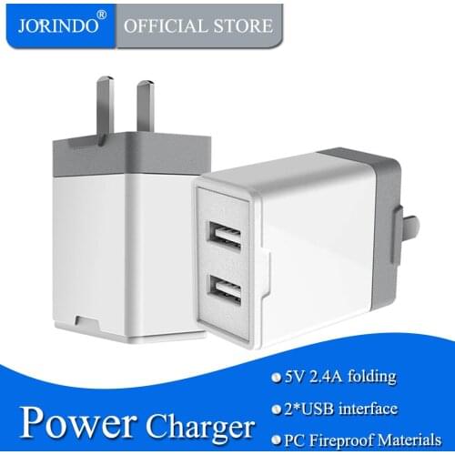 JORINDO Dual USB interface mobile phone charger,US 1-15P to 2*USB 5V 2.4A Folding Travel portable charging converter