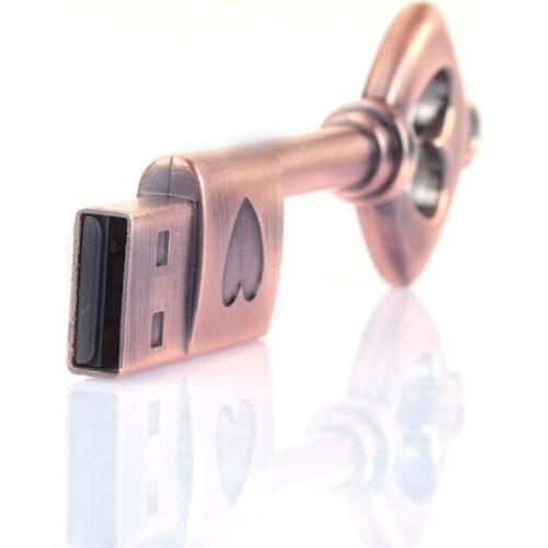 Heart Key USB Flash Drive 128GB Pendrive 4GB 8GB 16GB 32GB 64GB Memory Stick 256GB Memoria Usb Stick Pen Drive Metal U Disk