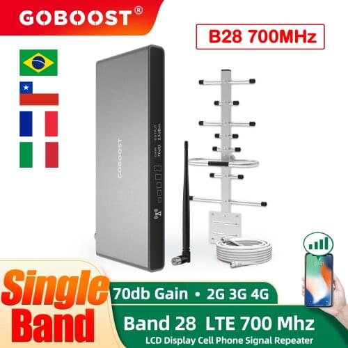 GOBOOST Booster 4g Cellular Signal Repeater BAND 28 LTE 700 Mhz Network Amplifier 70db 3g 4g Mobile Phone Antenna A Set for Home