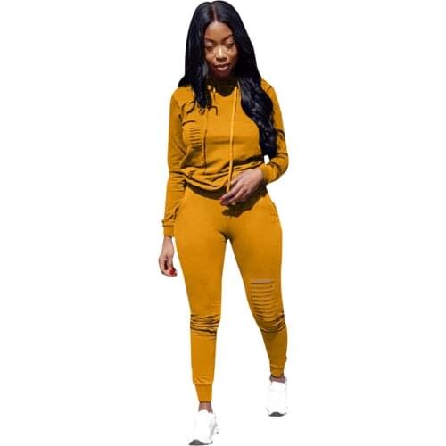 Girls Yellow Sweatshirt Plus Size 3xl Hooded Hoodie Two Piece Set Women Outfits Jogging Track Suit Female Set 2 Piece Pant Suits