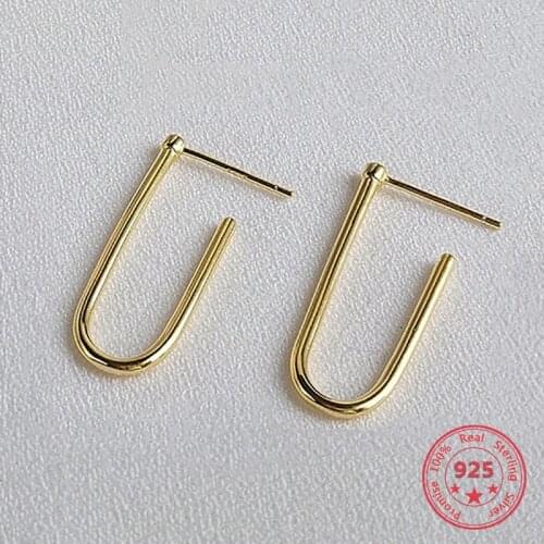 925 Sterling Silver Earrings Simple Geometric Stud Earrings Gold For Women Silver Jewelry