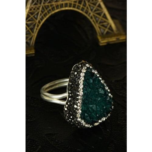 Dr Stone Natural Stone WOMEN QUARTZ Ring brass above Micron silver plated 121 AR62