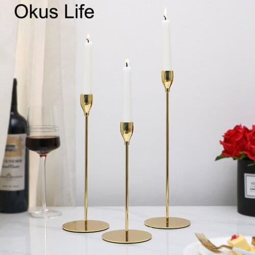 1pcs Metal Candle Holders Simple Golden Wedding Decoration Bar Party Living Room Decor Home Decoration Candlestick Large Small
