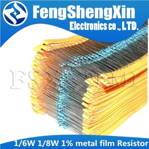 100pcs 1/6w 1/8w (0.125w) 1% Metal film Resistor 1R~1M 2.2R 10R 22R 47R 51R 100R 150R 470R 1K 4.7K 10K 47K 1 2.2 10 22 47 51 100