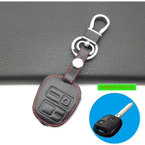 2 Buttons 100% Leather Car Key Fob Case Cover Skin For TOYOTA CAMRY RAV4 PRADO COROLLA AVENSIS LAND CRUISER YARIS