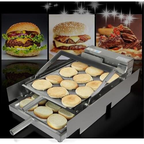 220V Commercial Stainless Steel Hamburger Machine Hamburg Double Layer Machine Batch Bun Toaster 2400W Y