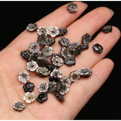 4PCSNew Hot Natural Freshwater Black Shell Petal-shaped Shell Pendant 8x8mmBead Making DIY Necklace Bracelet Shells Charm Gift