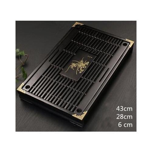 43*28*6cm Solid wood tea tray Drainage water storage kung fu tea set Drawer tea room board table Chinese tea ceremony tools