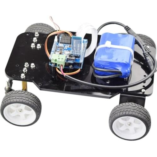 4WD Ackerman Steering RC Car ROS Robot Chassis with Servo Dual DC 12V Motor with Encoder for Arduino DIY STEM Toy Kit