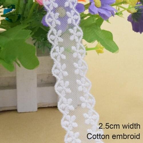10yard 2.5cm wide Cotton embroid lace edge sewing ribbon guipure trim wedding lace DIY Garment Accessories african doll lace3931