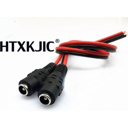 50 pcs 2.1x5.5 mm DC Female Plug 12V DC Power Splitter Pigtail Cable Jack for CCTV Security Camera Power Jumper Connector