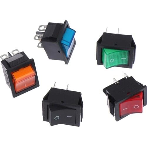 6A 250VAC Rocker Switch 4pin On Off DPST 12V 220V Red Lamp Black Latching 4-pin 2-gear ship type switch