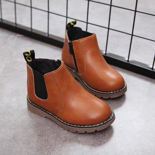 Girls Martin Boots Fashion 2020 New Boys Soft Shoes Autumn Pu Leather Children Warm Boots Toddler Kids Single Boots A613