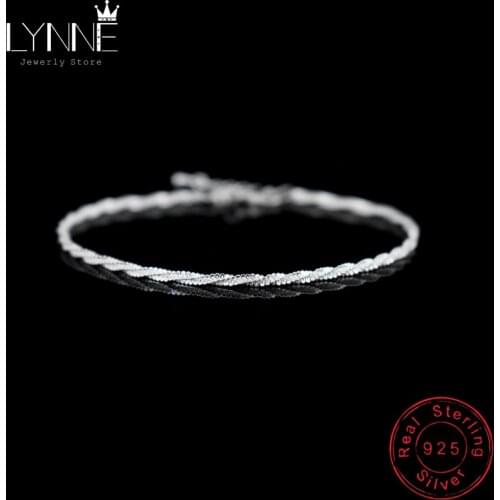 Hot Sale Fashion 925 Sterling Silver Simple Twisted Chain Wave Pattern Bracelet Delicate Spin Bracelets Women&Girl Jewelry Gift