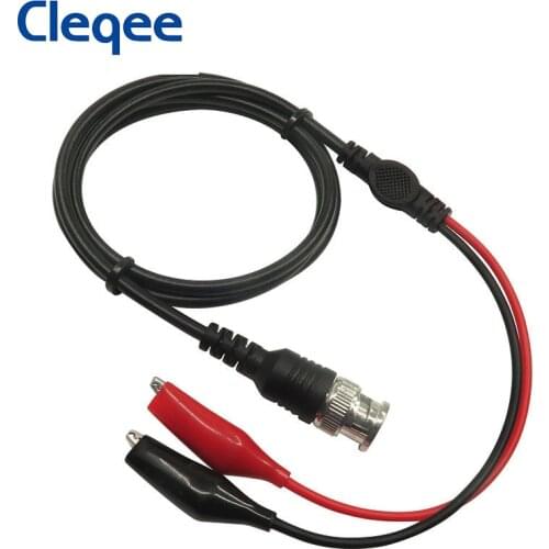 Cleqee P1011 BNC to Dual Alligator Clip Test Probe Lead Crocodile Clip Oscilloscope BNC Q9 Male Plug Wire Cable 110cm 500V/5A