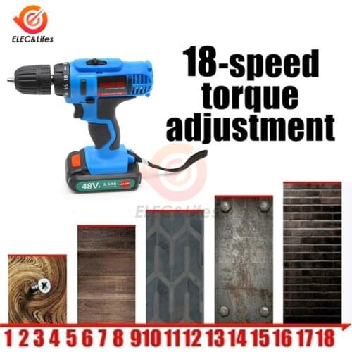 48V 1A Electric Drill Cordless Screwdriver Lithium Battery Mini Drill Cordless Screwdriver Power Tools Cordless Drill EU US Plug