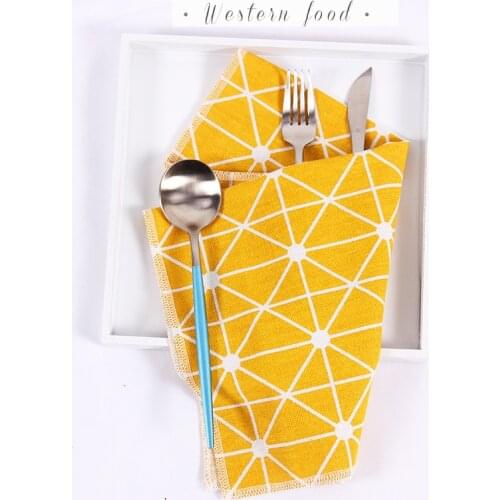 1Pcs 30*40CM Plaid Cotton Placemat Japanese Fashion Style Fabric Table Mats Napkins Simple Design Tableware Kitchen Tool