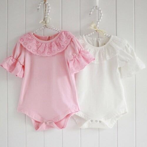 0-18M Newborn Infant Baby Girl Summer Clothes Lace Ruffle Bodysuit Jumpsuit Outfits 2 Colors