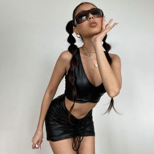 Two piece set women 2021 new fashion sleeveless vest draw string suit wholesale tracksuit women dropshipping BLG134742