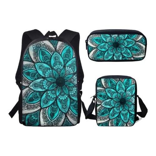 Fashion School Backpacks Bohemia Flower Mandala Print Schoolbags Set for Teenager Girls Childrens Flower Book Bags