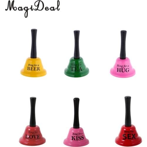 MagiDeal Funny Small Handbell Party Toy Gag Gift Joke Game Prop Ring for Tea/Beer/Hug/Love/Kiss/Sex Bachelorette Hens Stag Gifts