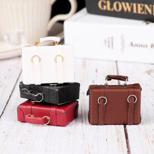 1:12 Dollhouse Miniature Leather Suitcase Mini Doll Luggage Box Doll Purses