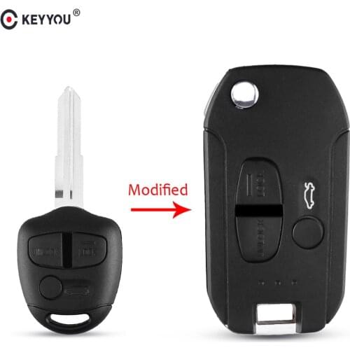 KEYYOU Modified Flip Remote Car Key Shell Case Cover For MITSUBISHI Lancer EX Outlander Grandis Pajero 3 Buttons MIT8 Left Blade