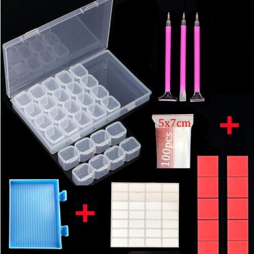 56/28pcs Diy 5D Diamond Painting Drill Beads Storge Box Container Tool Kits Embroidery Accessories Diamond Moasic Cross Stitch