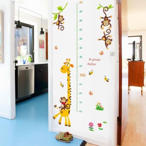 Cartoon zoo height measuring wall stickers, record childrens growth period, kindergarten, home interior decoration stickers