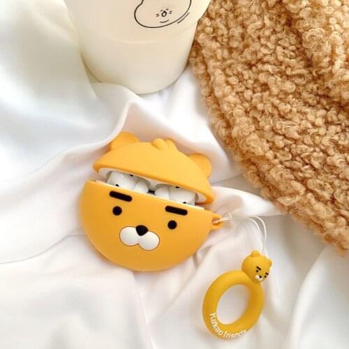 2021 New Small Cute Lion Protective Cover Anti-scratch Silicone Earphone Case with Lanyard for Airpods Pro Bluetooth Headset