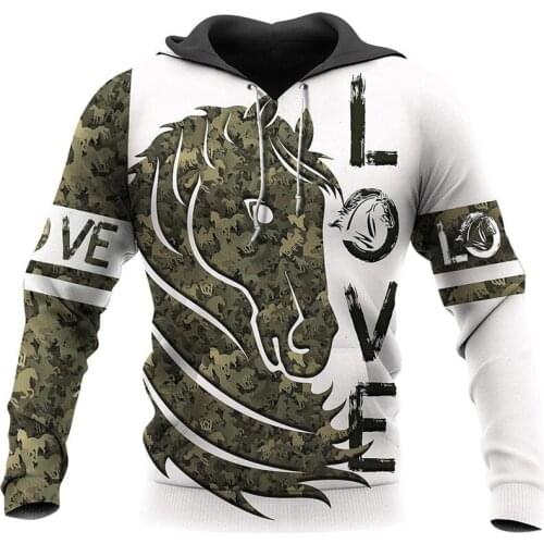 New mens and womens 3D printed horse pattern Pullover autumn and winter casual sweater with fun coat