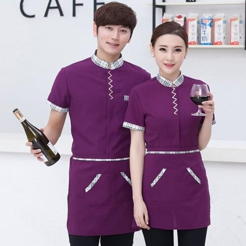 New Arrived Hotel Uniforms Work Clothes Short Sleeved Summer Waiter Restaurant Fast-food Restaurant Female Uniforms