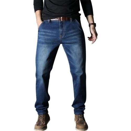 Oversized 40 42 44 46 48 Zipper Anti-theft Men High Waist Casual Loose Elastic Jeans 2021 Spring Autumn New Four Seasons Jeans