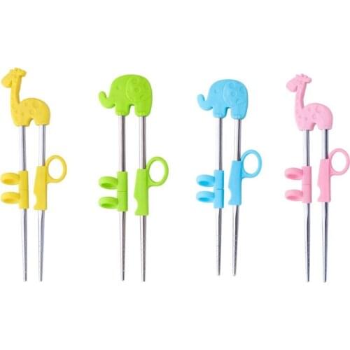 A Pairs Reusable Kids Chopsticks Cartoon Elephant Kids Training Chopsticks Baby Helper Training Sticks Home Tableware