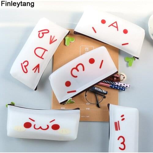 Pencil Case School Cute expression PU Pencil Bag Smiling face Cartoon School Office Stationery Supplies Children gift stationery