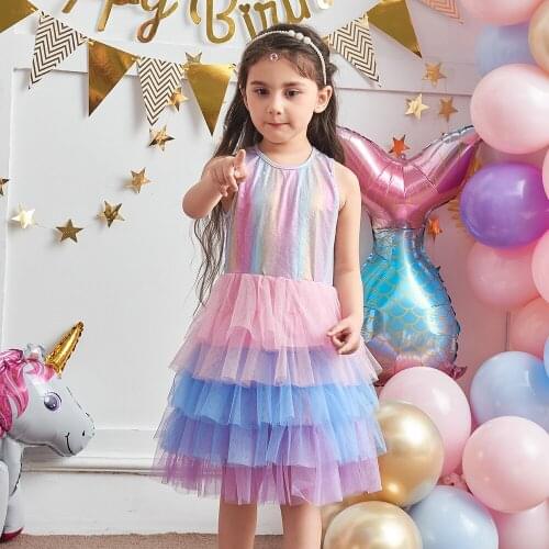 Baby Girl Dress for Birthday Party Tutu Vestidos Kids Summer Clothes Layered Cake Smash Children Princess Sleeveless Dresses