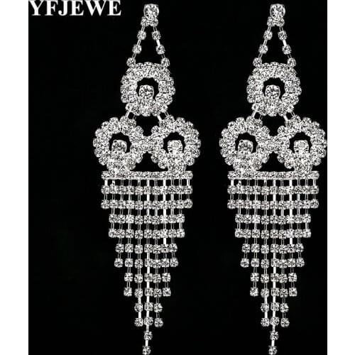 YFJEWE Silver Color High Plated Earrings Paved with Austrian Crystal for Wedding Party Jewelry E492