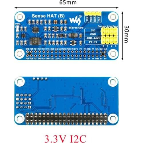 Waveshare Sense HAT ADC Accelerometer Temperature Sensor Module Shield Expansion Board for Raspberry Pi RPI Zero W WH 3 3B Plus
