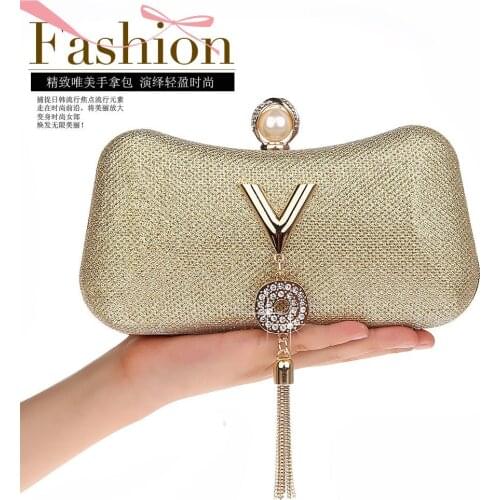 Woman Evening bag Women Diamond Rhinestone Clutch Crystal Tassel Chain Shoulder Purse Wedding Purse Party Evening Bags WY197
