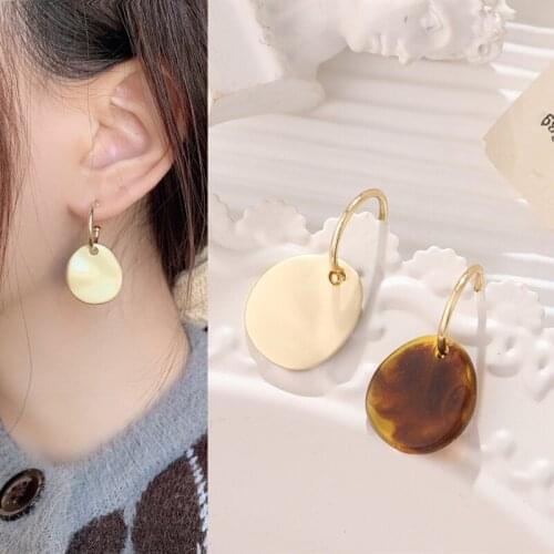 Punk Geometric Square Metal Pendant Earrings 2021 Trend New Arrival Simple Round Alloy Sheet Drop Earrings for Women Girls Teens