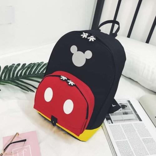 Women Mickey Canvas Shoulder Backpack Student Cartoon School Bag Zipper Travel Backpack Mini Backpack Mochila Feminina