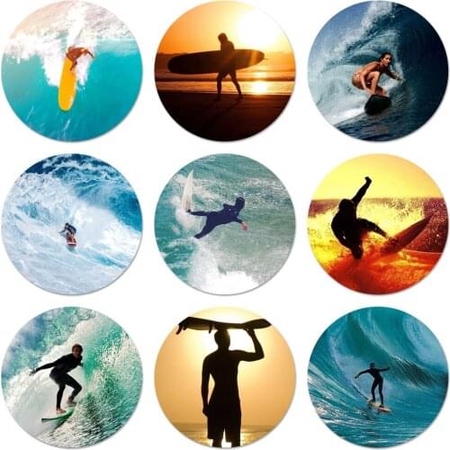 Surfboard surfing art surf Girl Badge Brooch Pin Accessories For Clothes Backpack Decoration gift 58mm