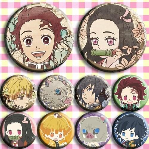 10pcs/set Anime Demon Slayer: Kimetsu no Yaiba Cartoon Pin Badge Brooch Cosplay Prop Pins for Backpack Decor for Boy Girl Gift