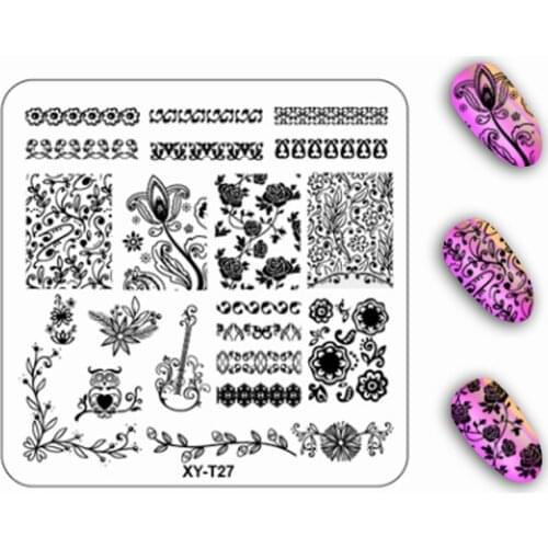 New Flower Plant Pattern Image plastic Nail Stamping Plates 6*6cm Square Stencils for Nails Stamping Nail Art tools 1 pc