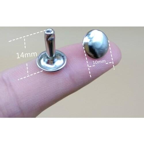 10*14mm 20pcs 50pcs 100pcs Silver Round Double Cap Rivet Stud Collision Metal Leather Craft Shoes Bag Belt Garment Bracelet