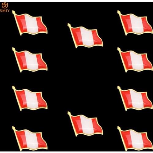 10Pcs Peru Paint Enamel Craft Flag Brooch South America Metal Gold Plated Badge Lapel Pins Wear Tie Baseball Cap For Decoration