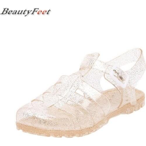 New Summer Women Sandals Woman Crystal Solid Casual Shoes Female Plastic Transparent Beach Sandals Sandalias Mujer